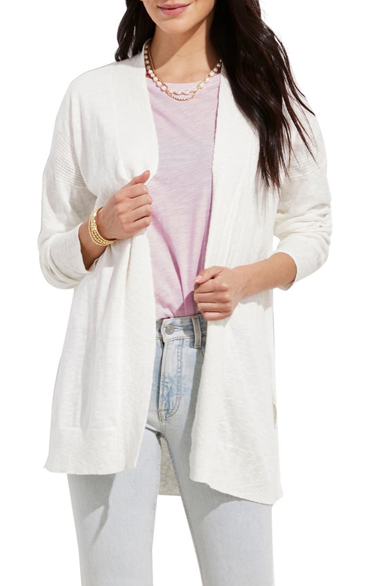 vineyard vines Women's Slub Cotton & Linen Open Cardigan, Main, color, 