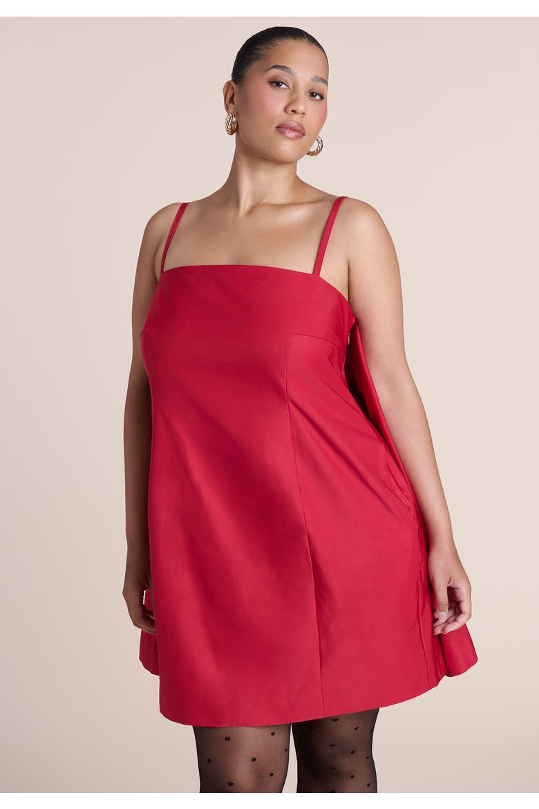 Cape Detail Taffeta Mini Dress, Alternate, color, SCOOTER RED