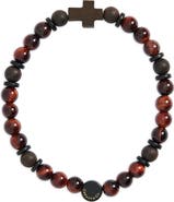 Caputo & Co. Men's Azabache Cross Beaded Stretch Bracelet
