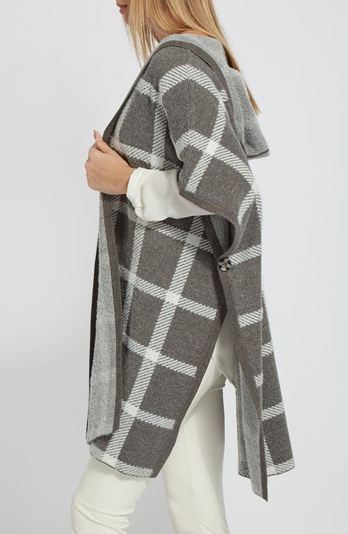 Lyssé Tribeca Hooded Sweater Poncho In Frost Plaid
