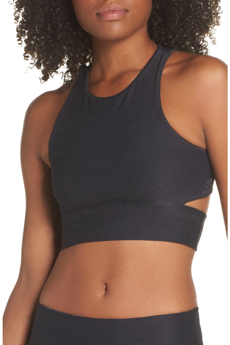 Slashback Crop Top, Main, color, CHARCOAL