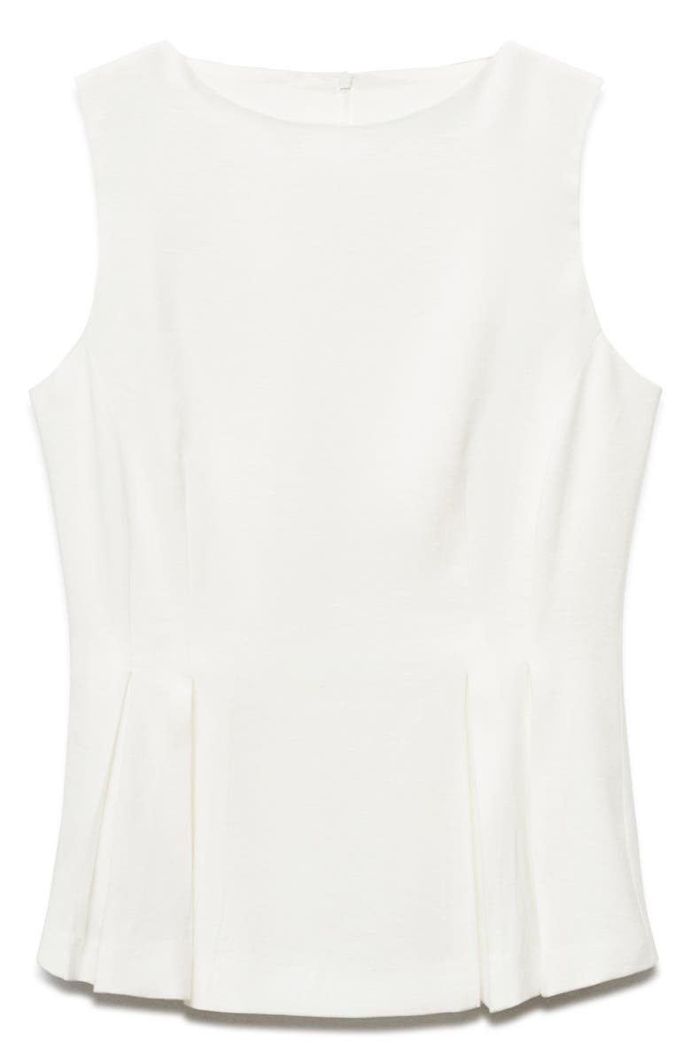 MANGO Sleeveless Peplum Top, Alternate, color, White