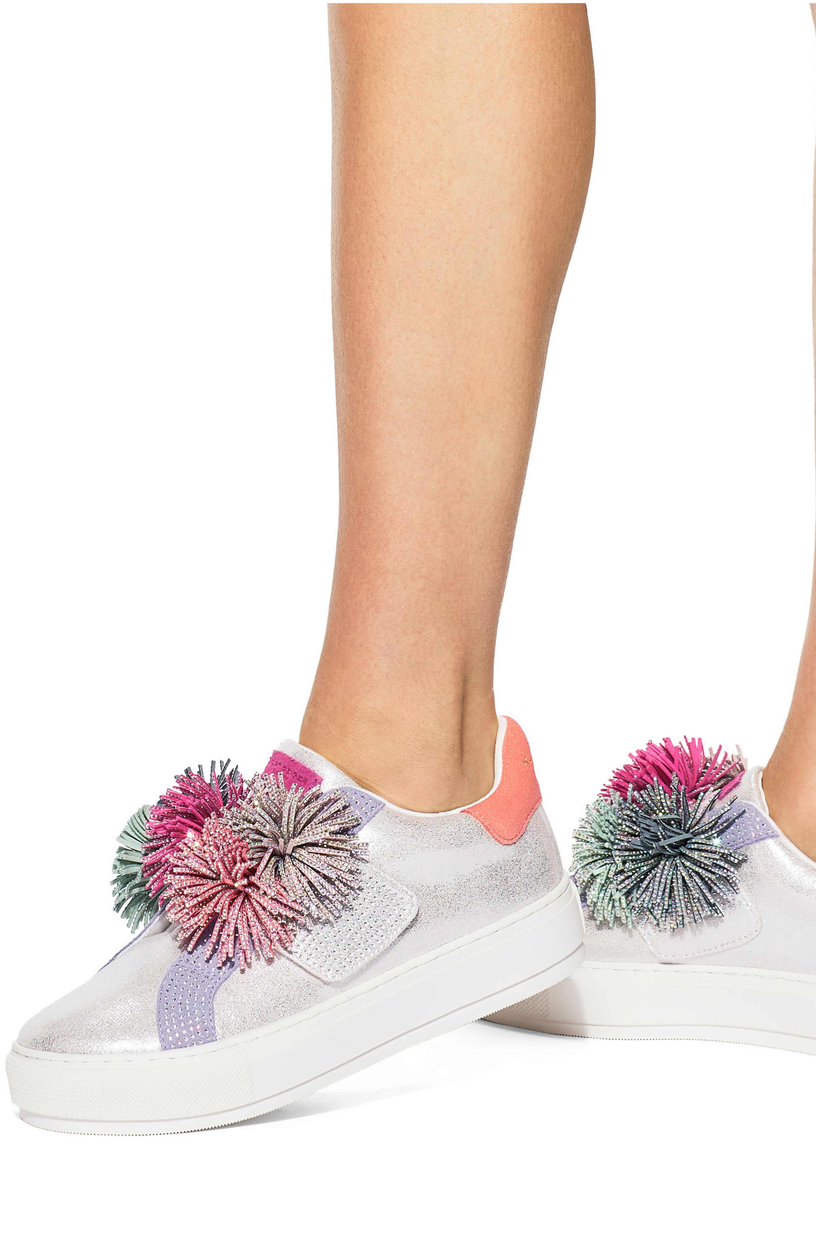 Kurt Geiger London Laney Pompom Sneaker, Alternate, color, Open Miscellaneous