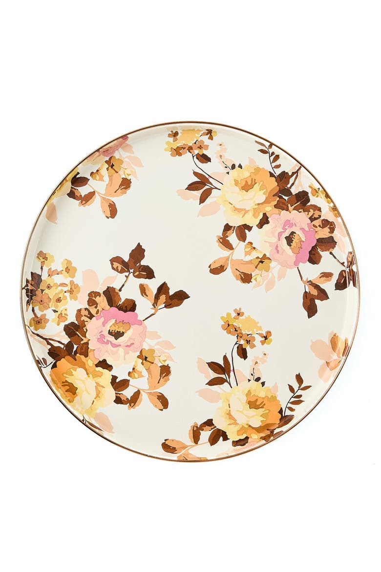 Wild Rose White Enamel Round Tray, Alternate, color, WHITE