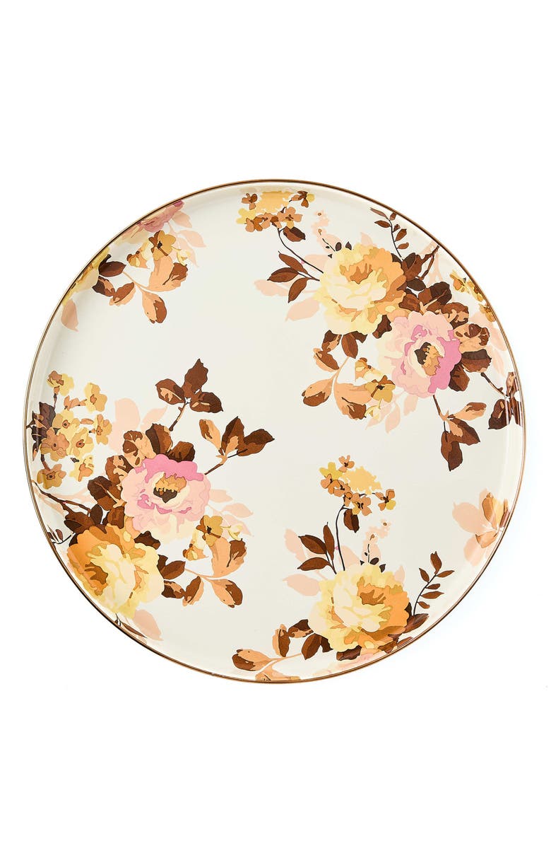 MACKENZIE CHILDS Wild Rose White Enamel Round Tray, Alternate, color, White