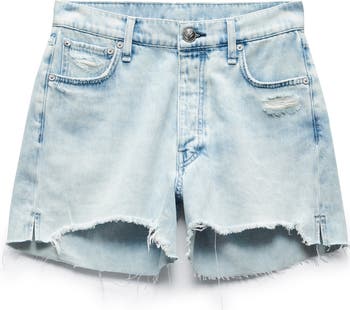 Dre Ripped High Rise Denim Shorts