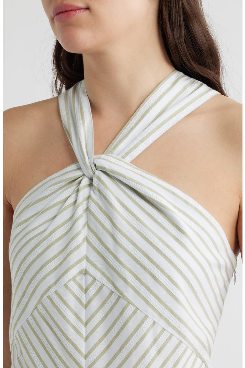Knot Halter Stripe Midi Dress, Alternate, color, NEW IVORY