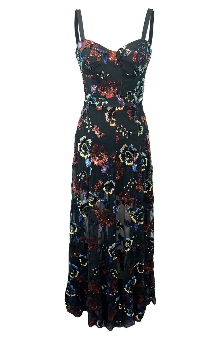 Dress the Population Anabel Sequin Floral Gown, Alternate, color, 