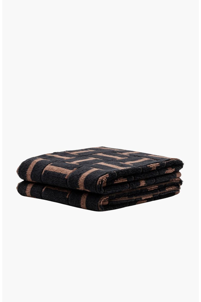 Tessera Australian Cotton Bath Towels, Alternate, color, Tobacco & Black