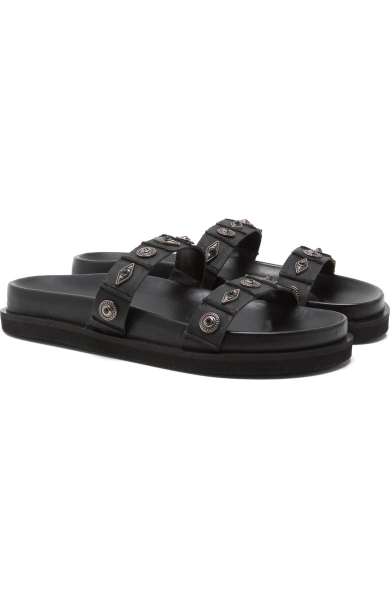 Free People Findings Slide Sandal, Alternate, color, Black Tide Leather