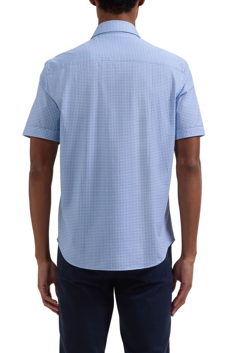 Bugatchi Miles OoohCotton<sup>®</sup> Neat Dot Print Short Sleeve Button-Up Shirt, Alternate, color, Air Blue