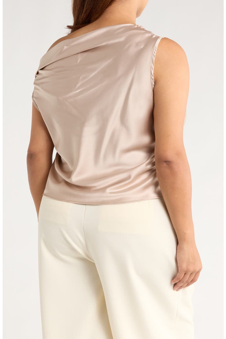 Cowl Off Shoulder Satin Top, Alternate, color, DUNE