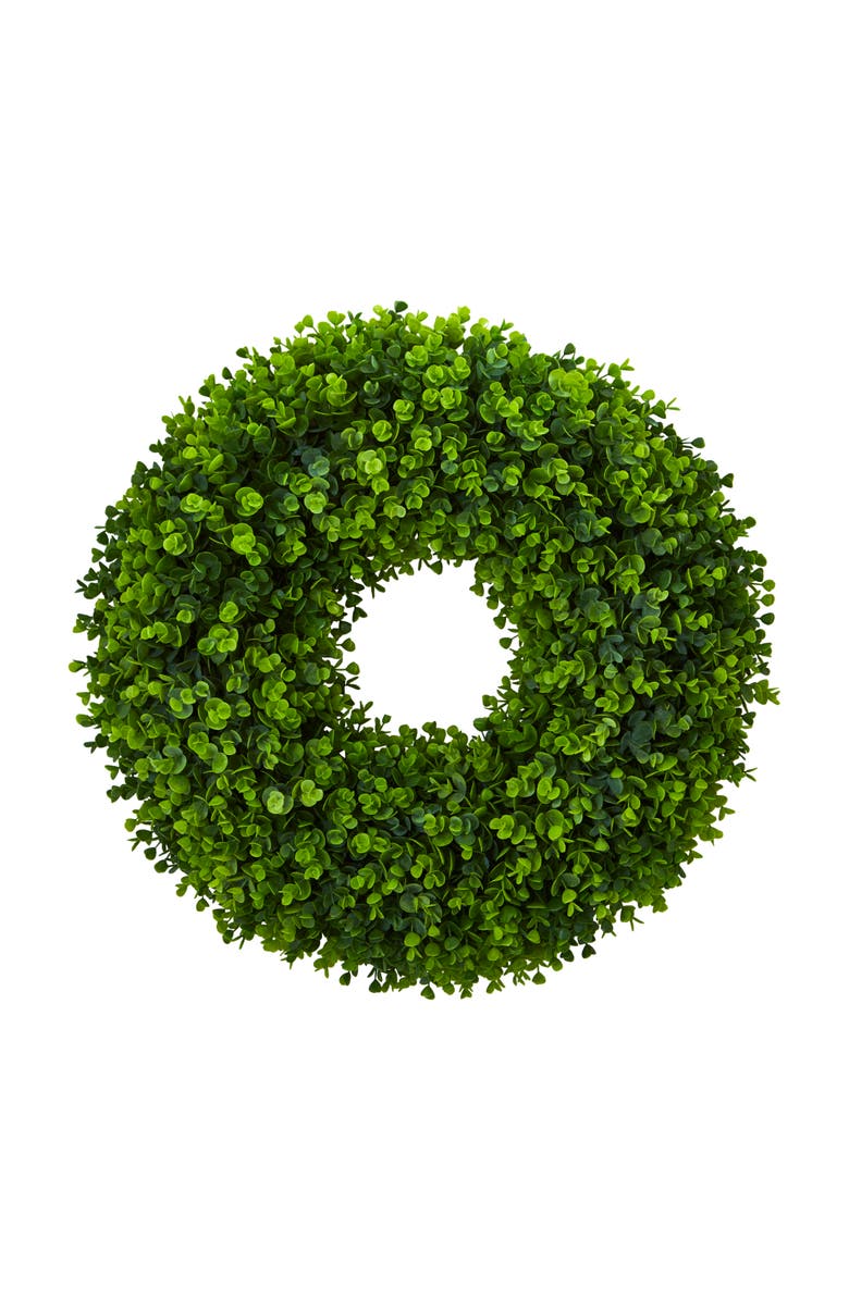 NEARLY NATURAL 25-in Eucalyptus Artificial Wreath, Main, color, Green