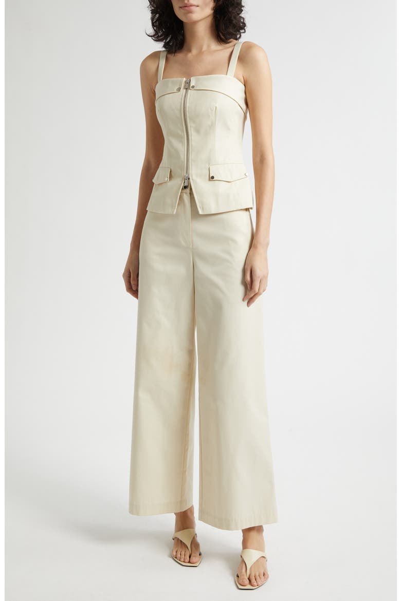Nell Cotton Twill Wide Leg Pants, Alternate, color, ALMOND