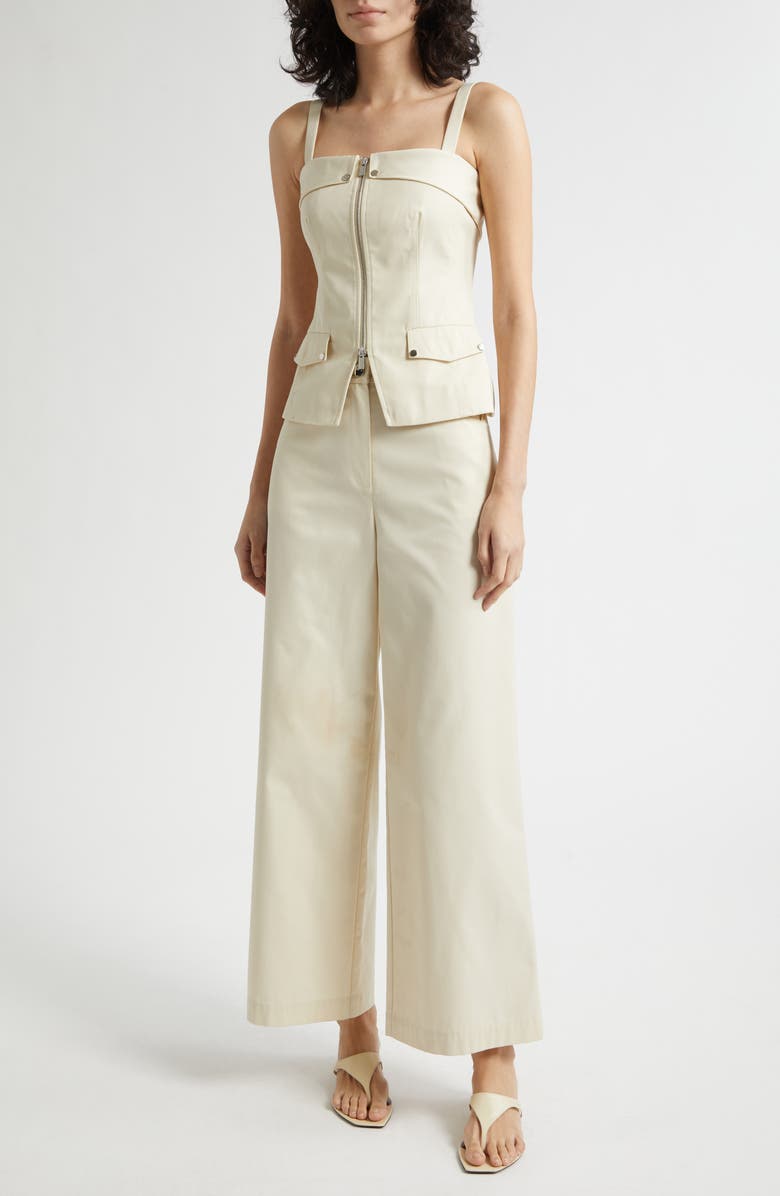 Toccin Nell Cotton Twill Wide Leg Pants, Alternate, color, Almond