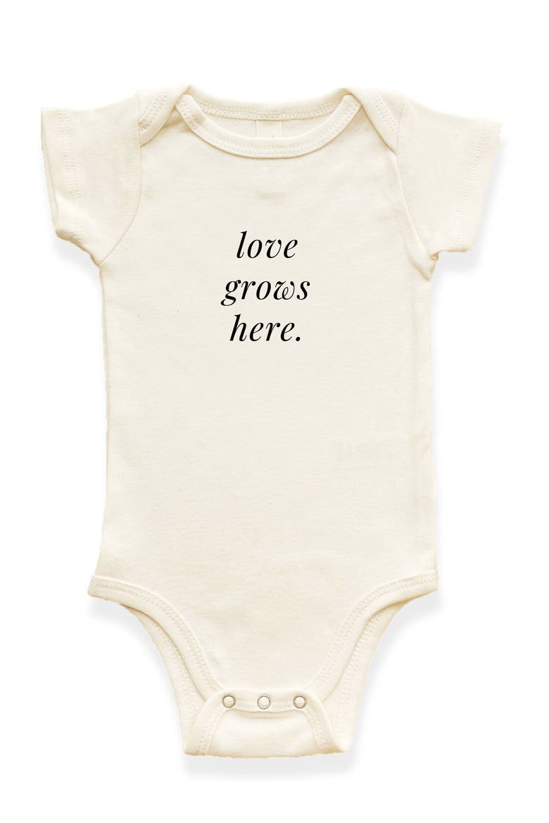 Love Grows Here Organic Cotton Baby Bodysuit, Main, color, Natural