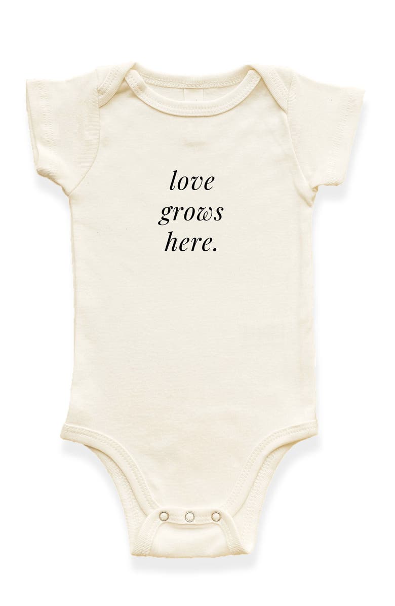 Tenth & Pine Love Grows Here Organic Cotton Baby Bodysuit, Main, color, Natural