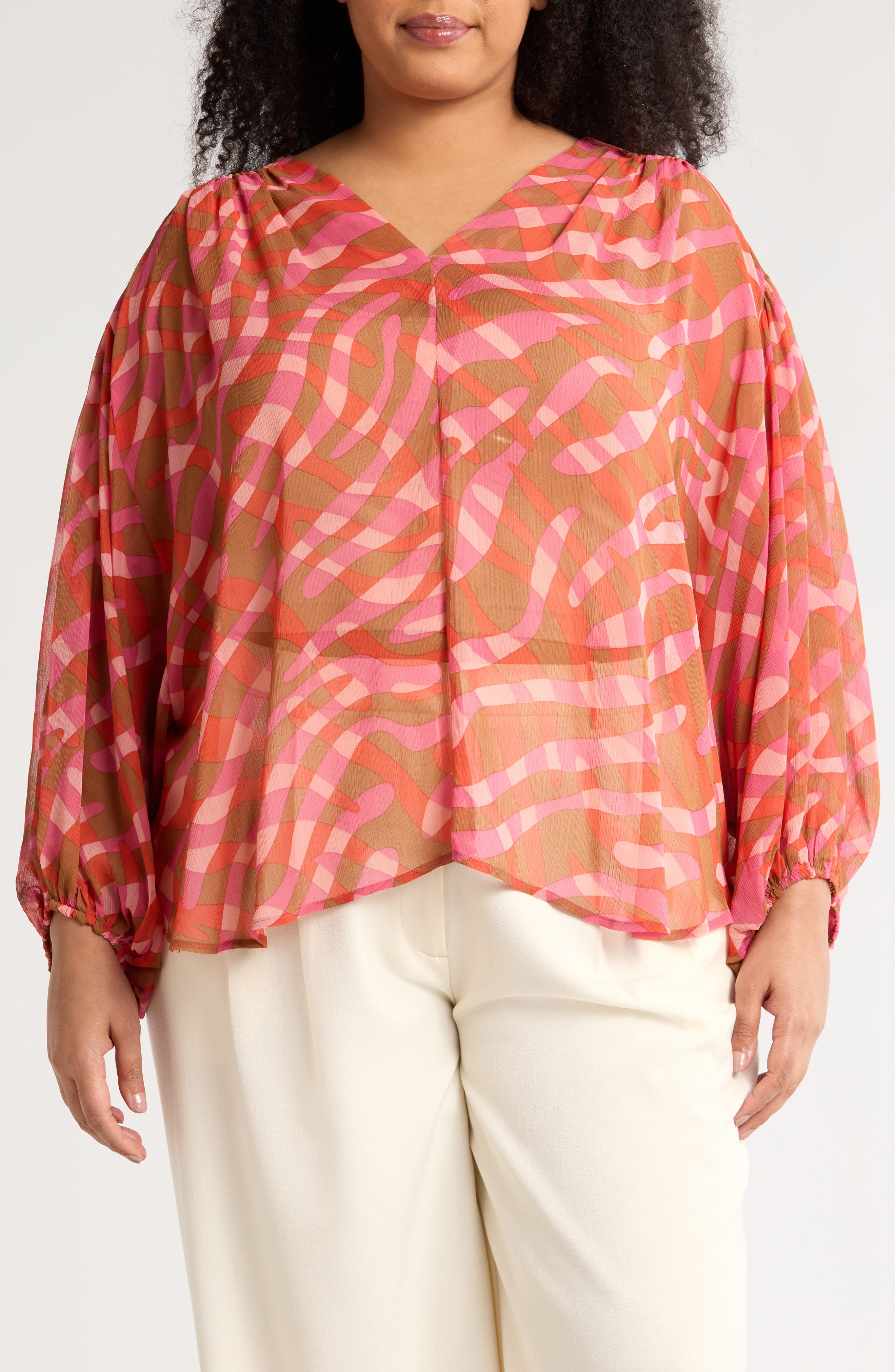 Renee C Long Sleeve Semisheer Top