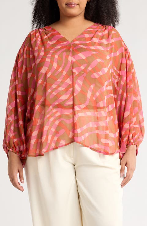 Long Sleeve Semisheer Top (Plus)