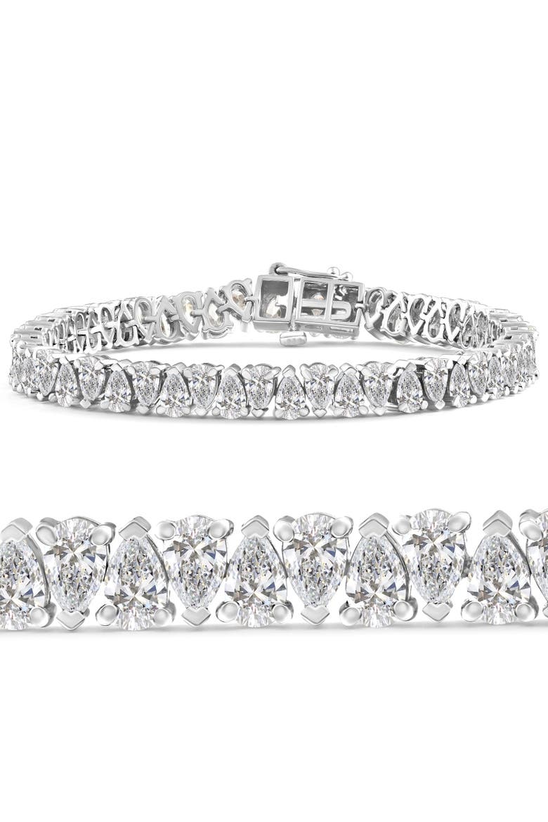 10Ct Pear Shape Diamond Tennis Bracelet Wide 14k Gold Lab Grown, Main, color, 14k White Gold