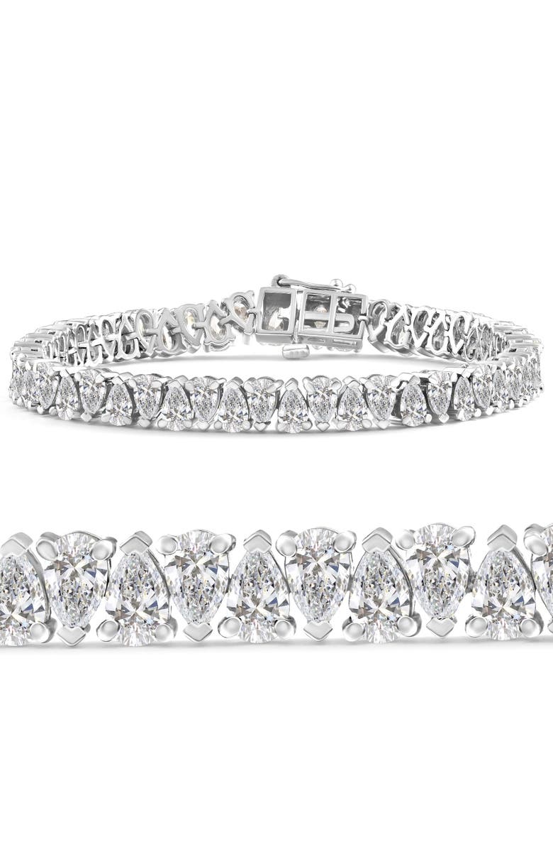 Bliss Diamond 10Ct Pear Shape Diamond Tennis Bracelet Wide 14k Gold Lab Grown, Main, color, 14K White Gold
