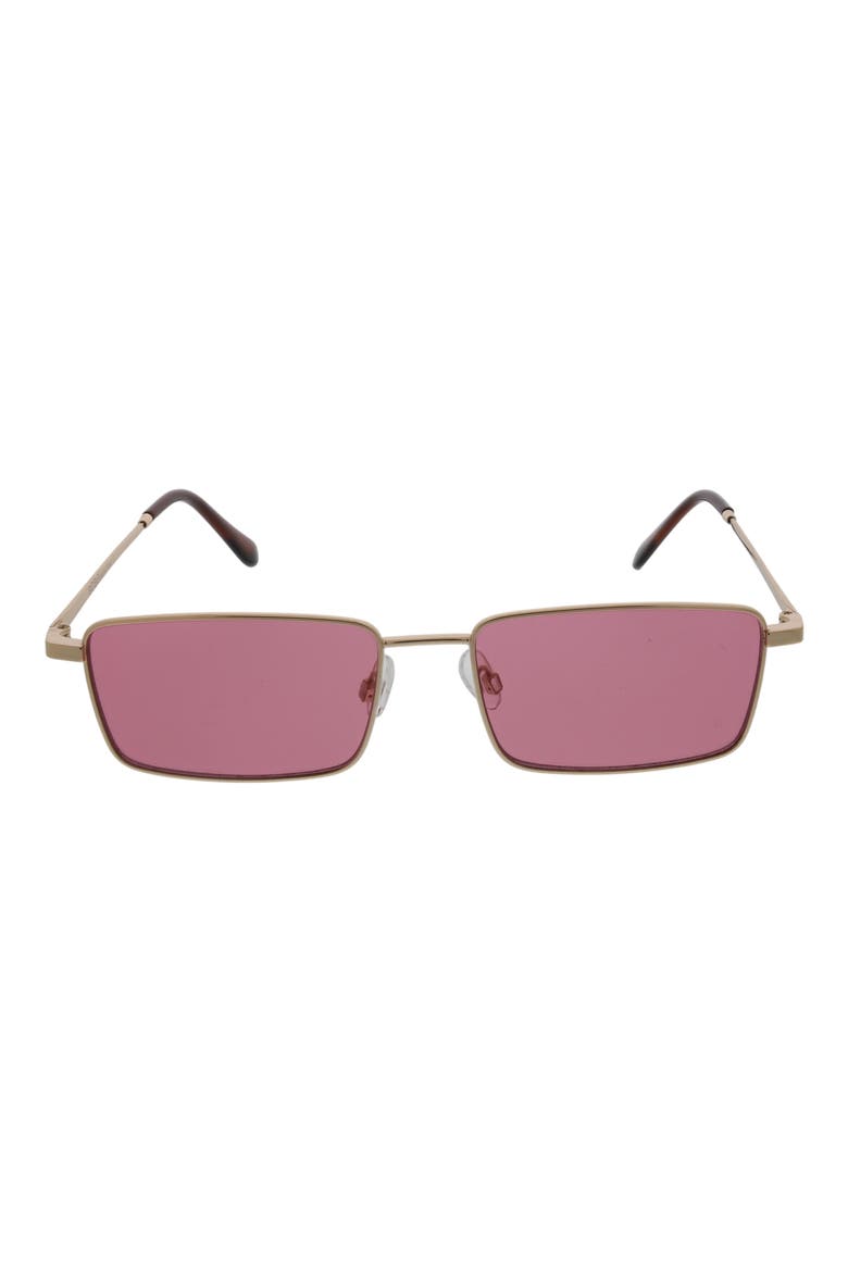 58mm Metal Rectangle Sunglasses, Main, color, GOLD/ PURPLE LENS