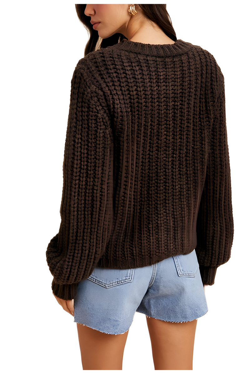 Knit and Lounge Textured Chunky Knit Cardigan with Statement Buttons, Alternate, color, 