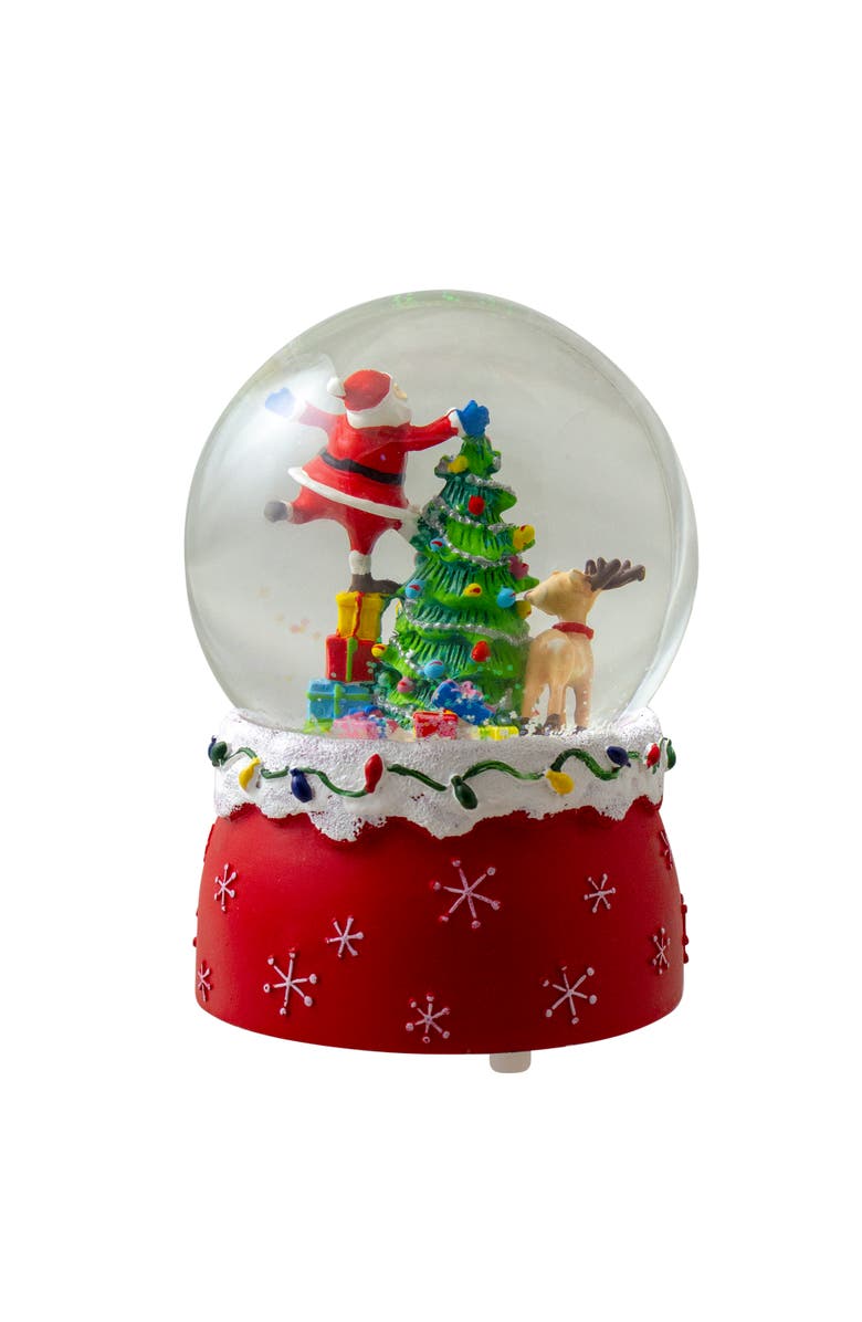 Northlight Santa Decorating a Christmas Tree Musical Snow Globe - 5.75", Alternate, color, 