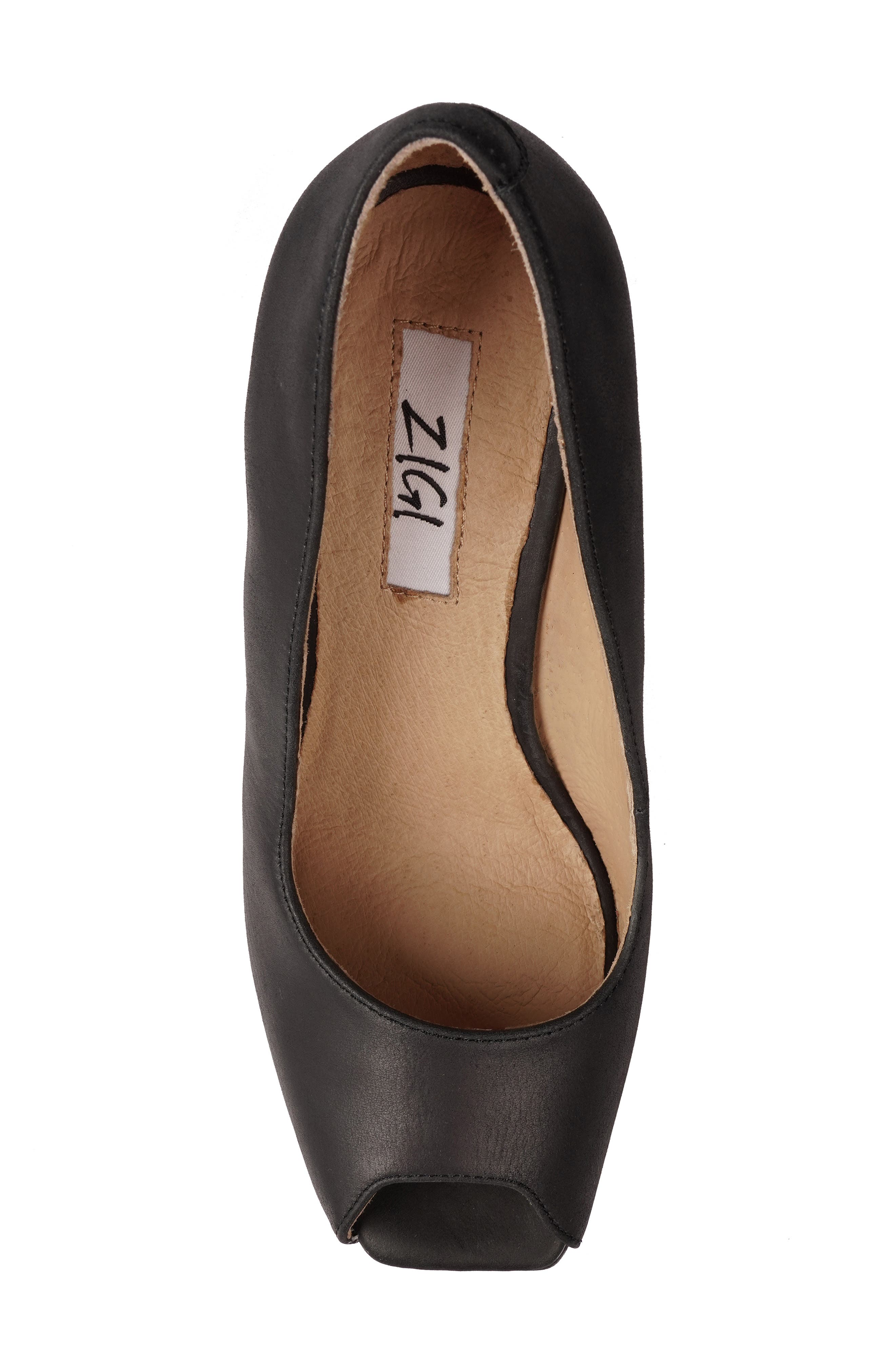 ZIGI Milluh Peep Toe Platform Wedge Sandal, Alternate, color, Black Leather