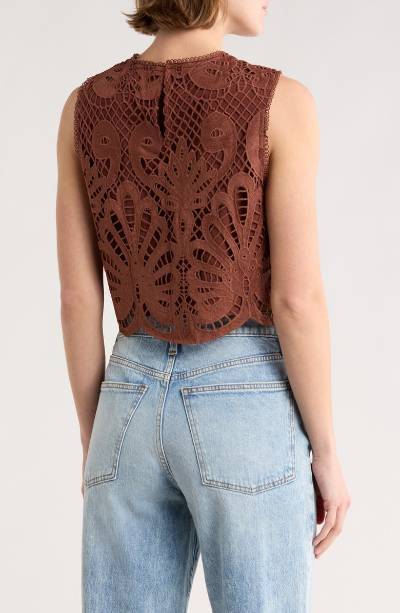NSR Lace Overlay Top, Alternate, color, Brown