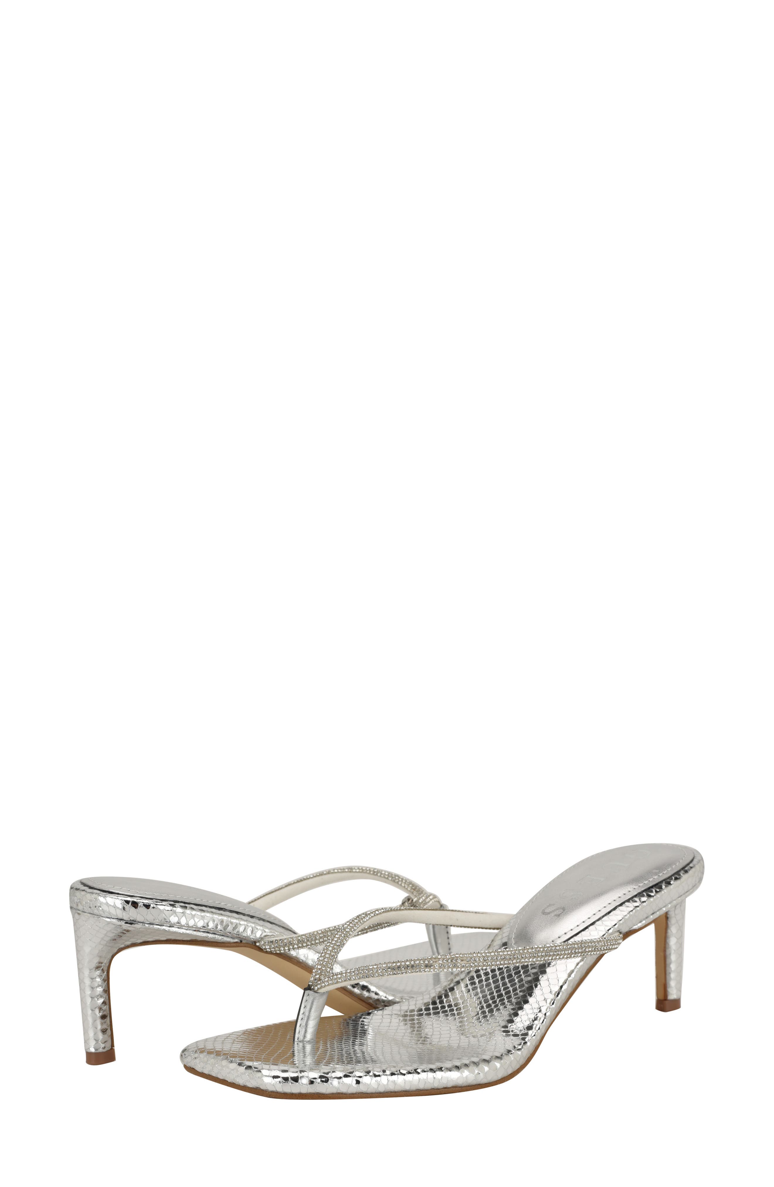 GUESS Crystal Embellished Sandal, Alternate, color, Silver