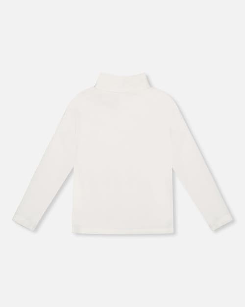 Deux Par Deux Super Soft Ribbed Mock Neck Top In White