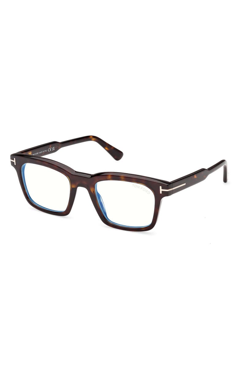 TOM FORD 51mm Square Optical Glasses, Alternate, color, Shiny Classic Dark Havana