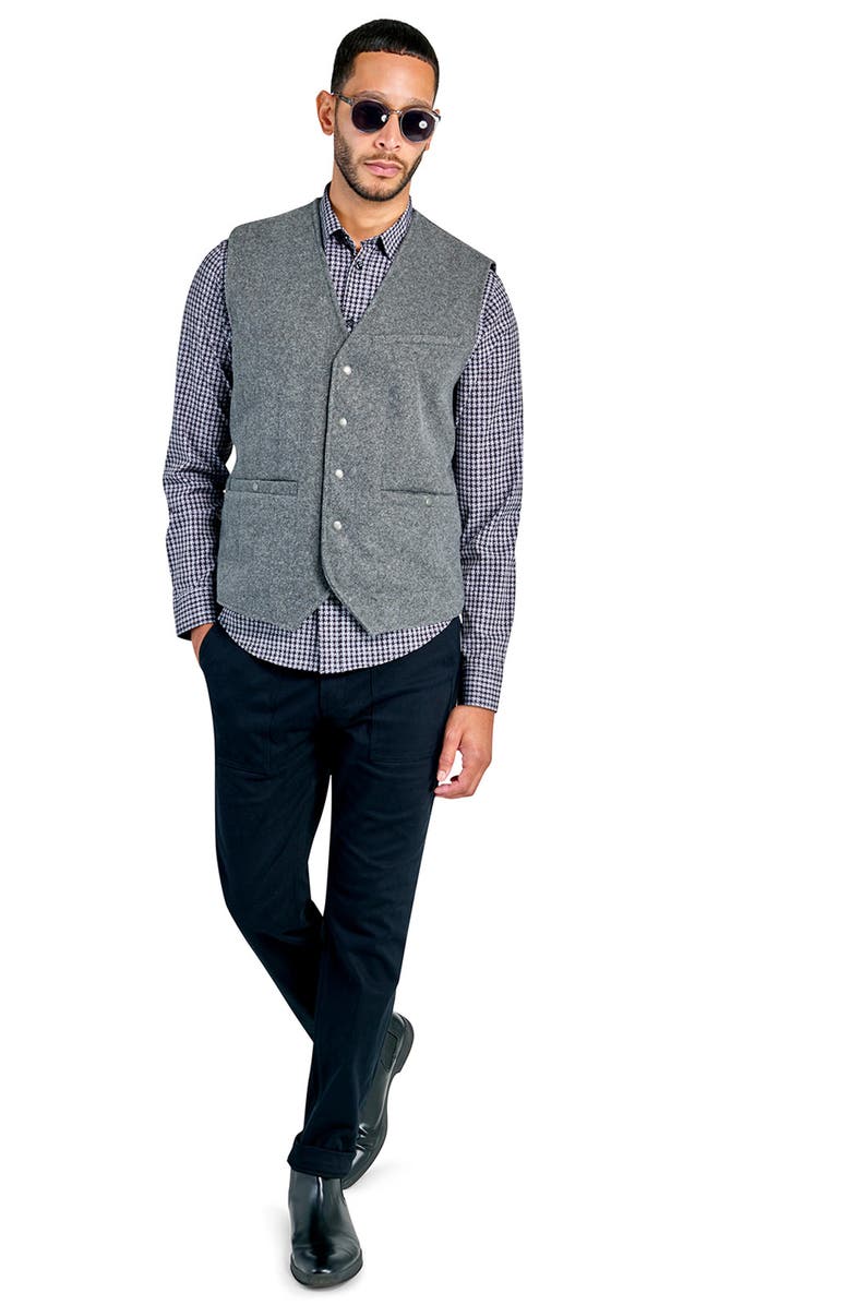 Brooklyn Brigade Slim Fit Solid Quilted Vest, Alternate, color, Black