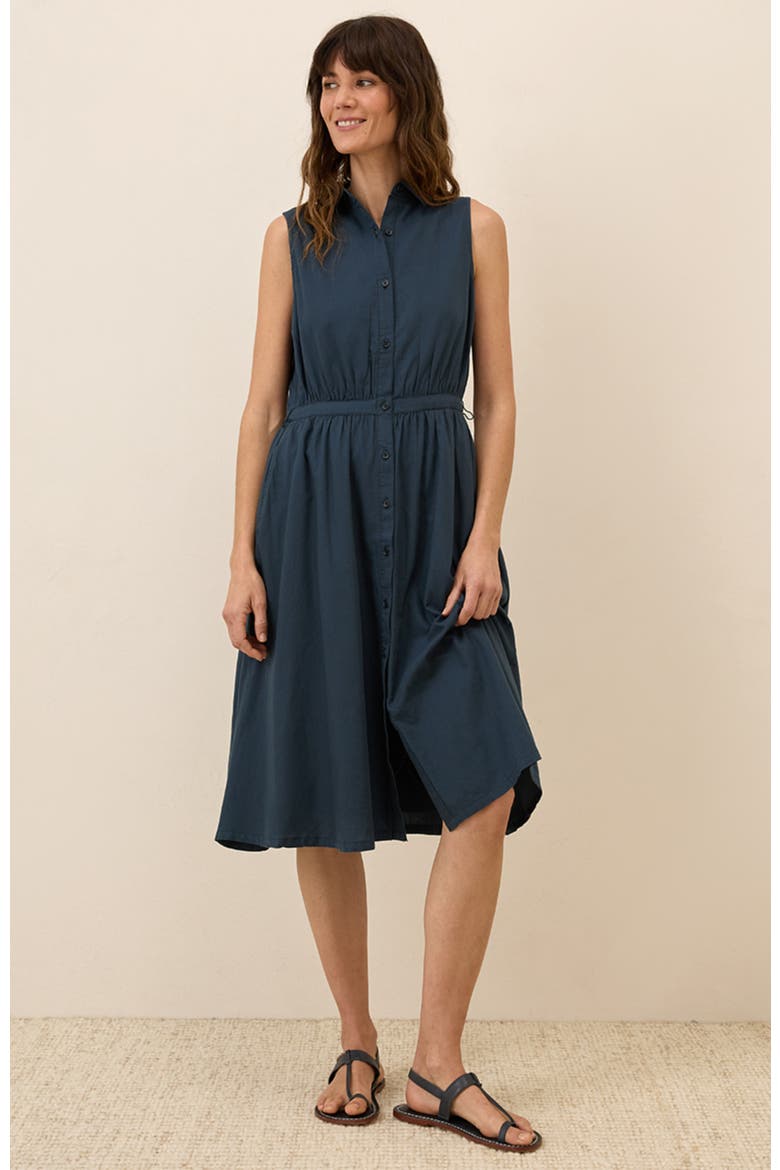 sleeveless cotton shirt dress Free Assembly Women's and Women's Plus Sleeveless Cotton Maxi Shirtdress with Belt, Sizes Xs-4x, Size: Small, Blue