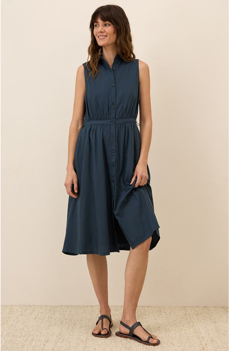 Pact Organic Cotton Sunset Lightweight Cotton Sleeveless Shirtdress, Alternate, color, Midnight Blue