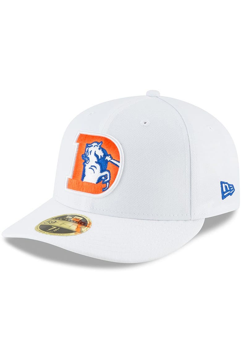 Men's New Era White Denver Broncos Throwback Logo Omaha Low Profile 59FIFTY Fitted Hat, Main, color, White