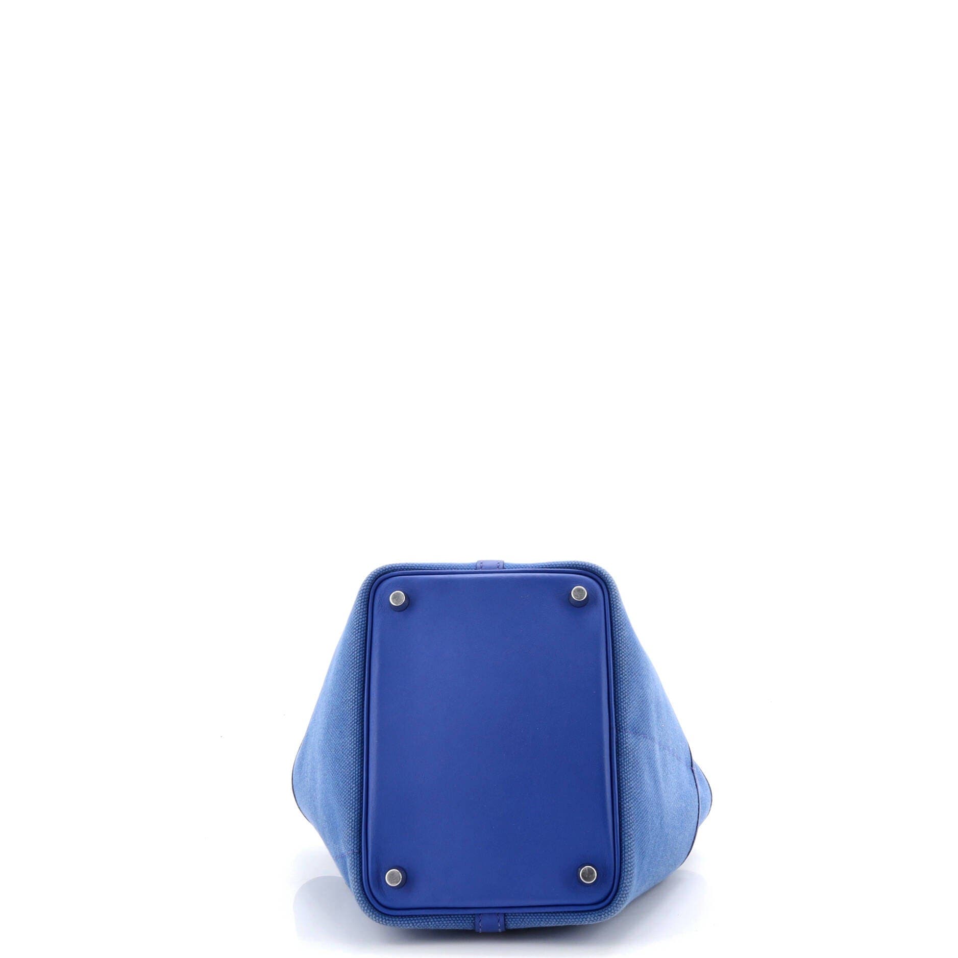 Pre-Owned Hermes Cargo Picotin Lock Bag Canvas and Swift PM, Alternate, color, Bleu Royal