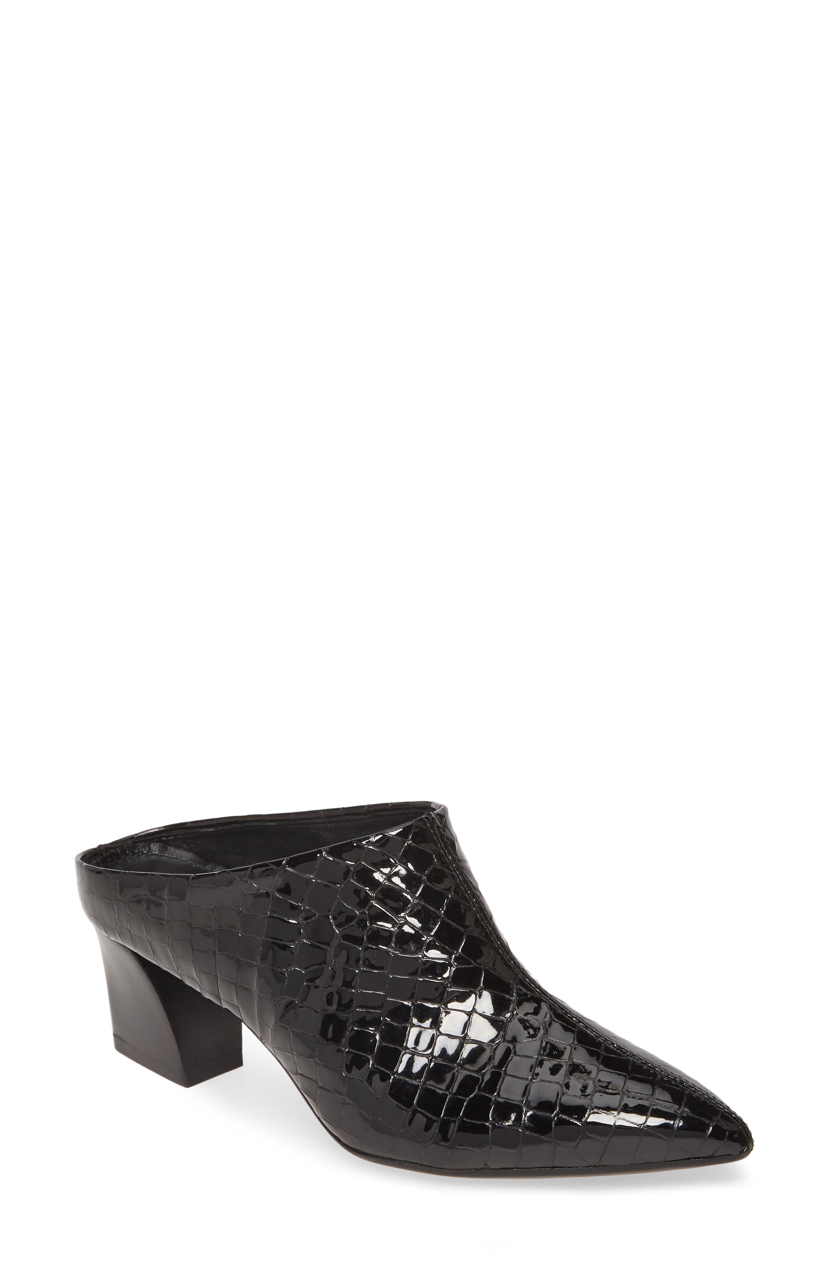Pointy Toe Mule, Main, color, BLACK CROCO
