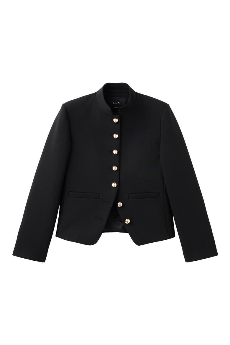 Mandarin Collar Jacket, Alternate, color, BLACK