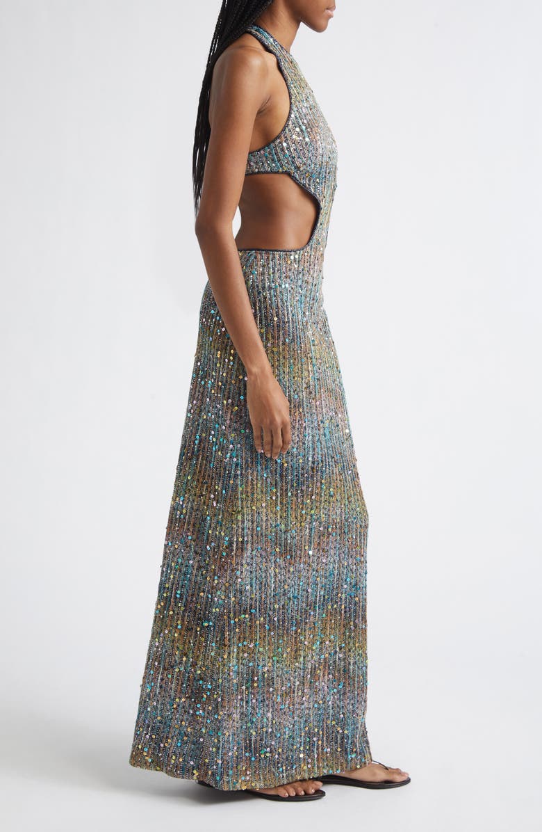 Missoni Metallic Cutout Dress, Alternate, color, Multi Brown Blue White