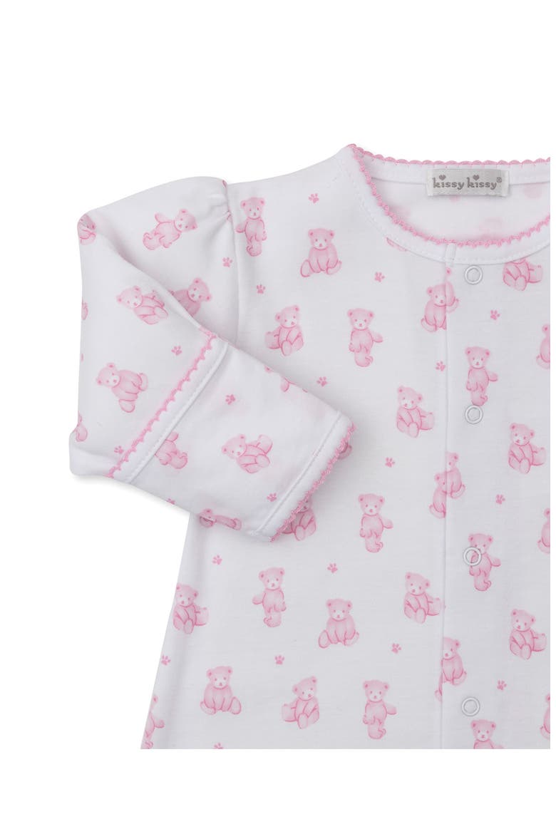 Teddy Bear Print Convertible Pima Cotton Gown, Alternate, color, PINK