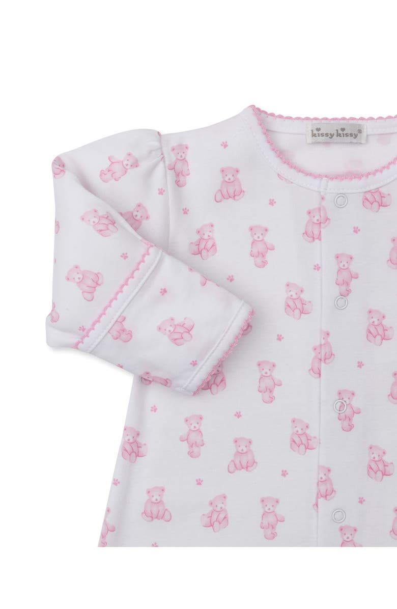 Kissy Kissy Teddy Bear Print Convertible Pima Cotton Gown, Alternate, color, Pink