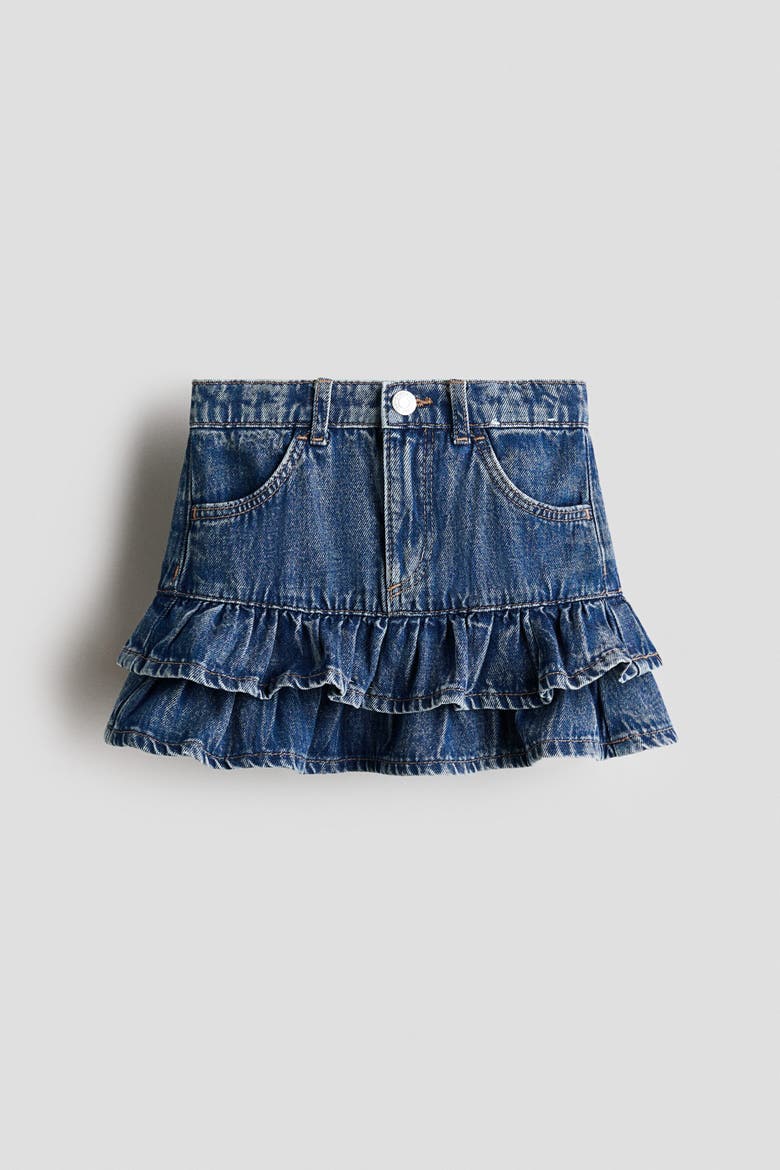 Denim Ruffle Skirt, Main, color, Denim blue