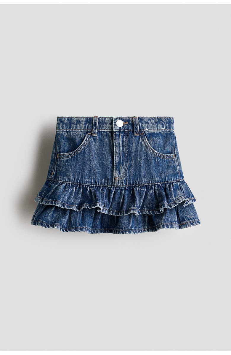 H&M Denim Frill Skirt, Main, color, Denim Blue