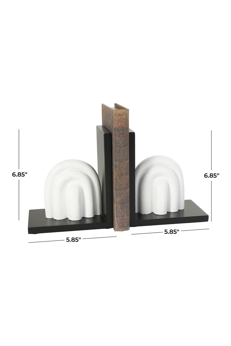 Contemporary Set of 2 Bookends, Alternate, color, WHITE