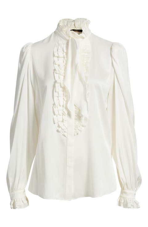 North Tie Neck Silk Blend Blouse