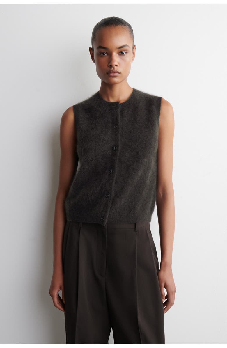 COS Brushed-Cashmere Vest, Main, color, Dark Brown