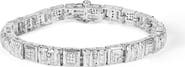 Haus of Brilliance 10K White Gold Round and Baguette Cut Diamond Bracelet