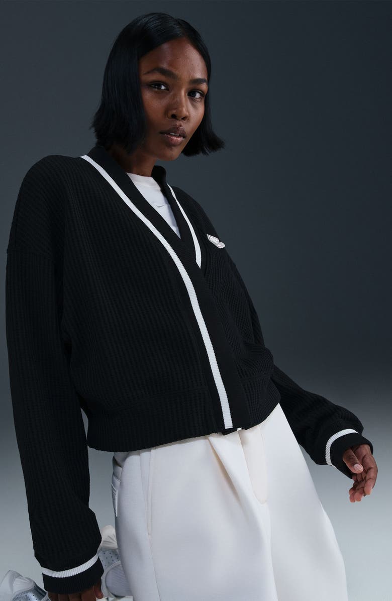 Nike Prep Waffle Stitch Cardigan, Alternate, color, 010 Black